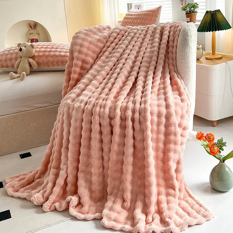 Zachte Fleece Deken met Bubbeltextuur Warm en Plush