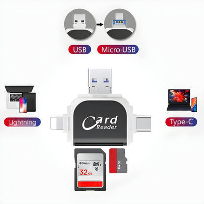 SD Kaartlezer 4-in-1 met TF en USB