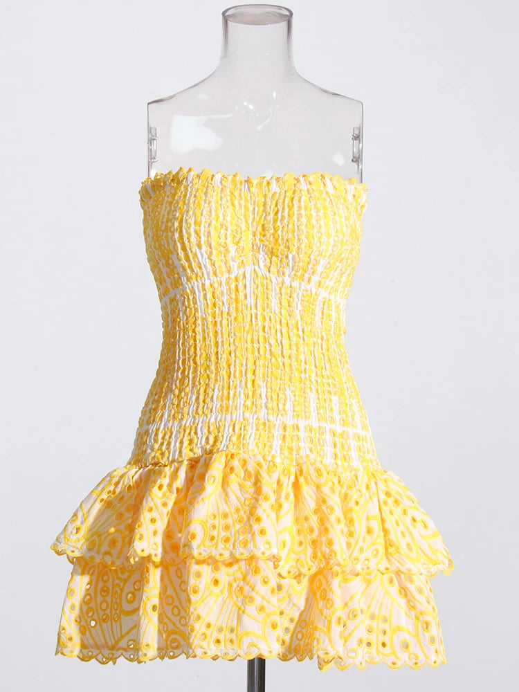 Mini Feestjurk Strapless Trendy Jurk voor Vrouw