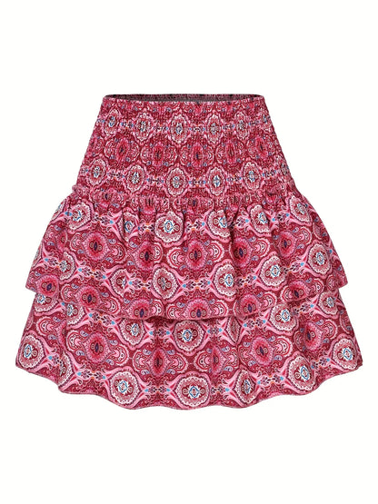 Modieuse Rok met Geplooide Taille en Gelaagde Zoom