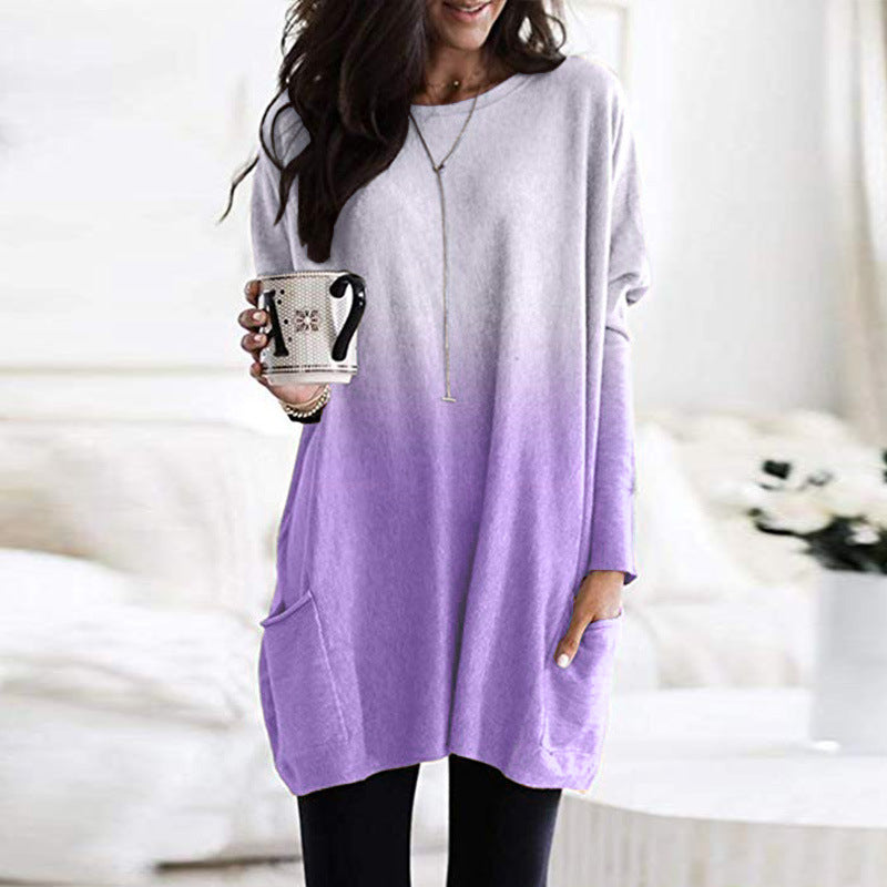Dames Top met Lange Mouwen en Zakken Gradient Effect