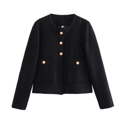 Dames Jas Bouclé Gouden Knopen Luxe Bessie