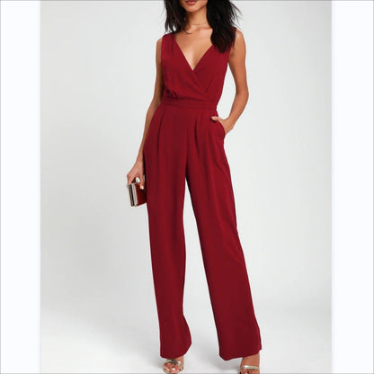 Dames Jumpsuit Elegante Kant en Diepe V-Hals - Mode Vibes