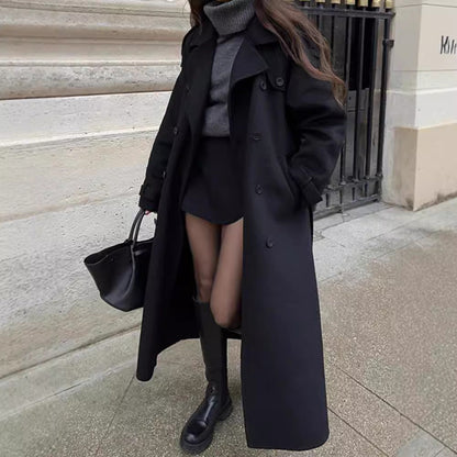 Dames Trench Coat Lange Zachte Stijlvolle Regenjas