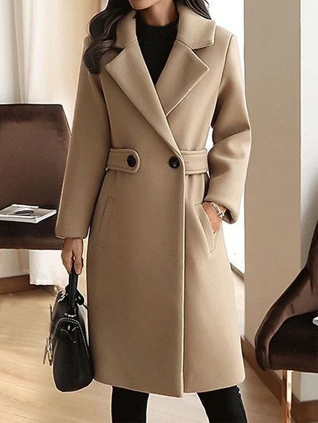 Lange Damesjas Elegante Zijdeachtig Design - Mode Vibes