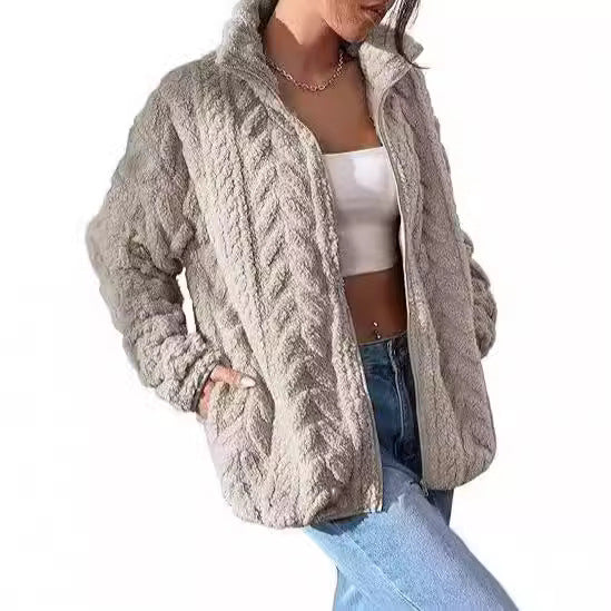 Dames Fleece Vest met Kabel Patroon Warm en Elegant