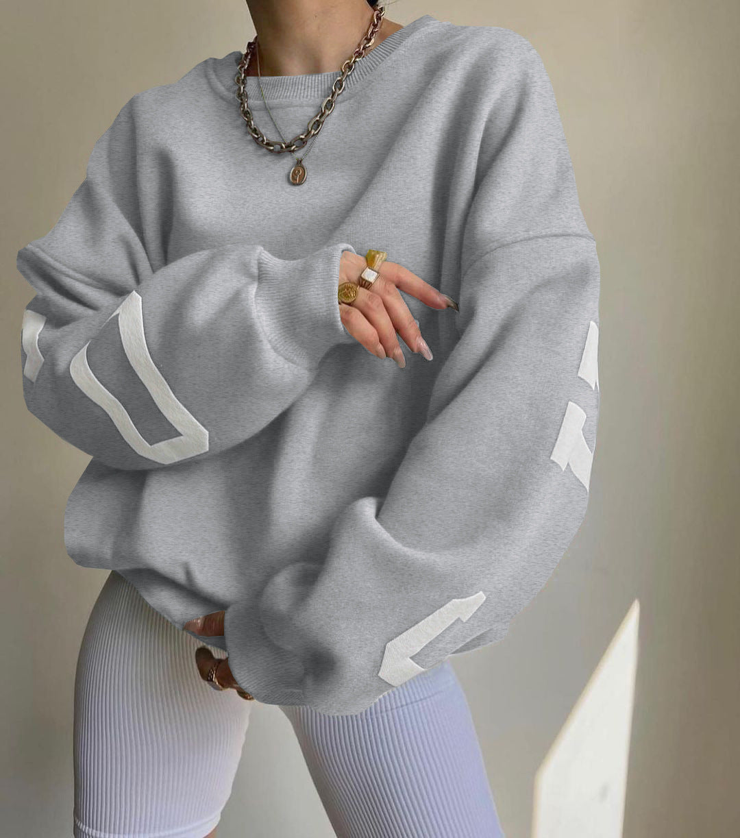 Dames Oversized Trui met Tekstprint voor Dagelijks Gebruik