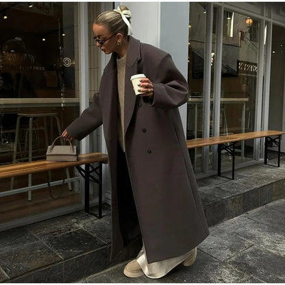 Dames Wollen Jas Oversized Warm Lange Trendy Look