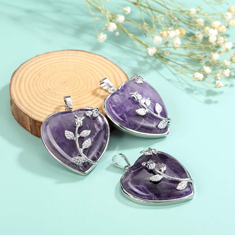 Rozenkwarts Halsketting Hartvormige Edelsteen Sieraden