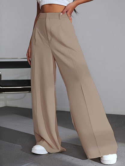 Luxe Effen Broek Wijde Pijpen Zwart Lana Stijl