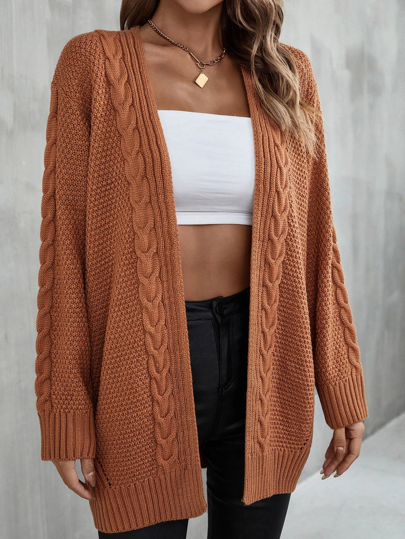 Dames Gebreide Vest met Kabelpatroon Warm en Stijlvol