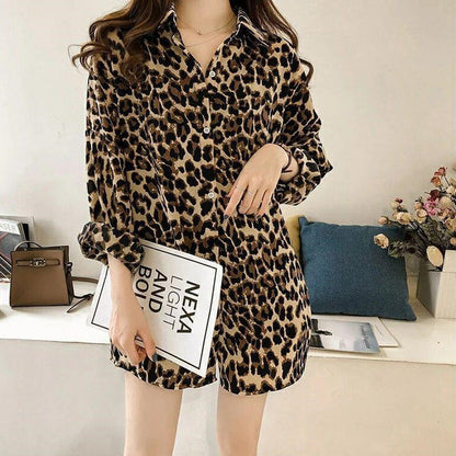 Dames Blouse Panterprint Lange Mouw Moderne Stijl - Mode Vibes