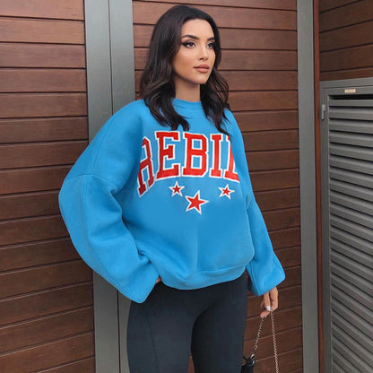 Dames Varsity Trui met Textprint Crewneck Sarina