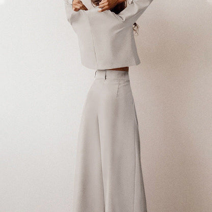 Dames Co-ord Set Lange Mouw Top Wijde Broek Devani