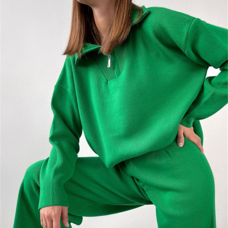 Dames Trui met Kraag en Rits Trendy Basiscollectie - Mode Vibes