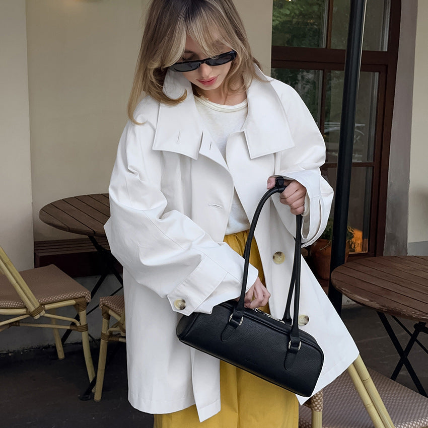 Dames Korte Trenchcoat Luxe Trendy Stijl
