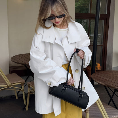 Dames Korte Trenchcoat Luxe Trendy Stijl