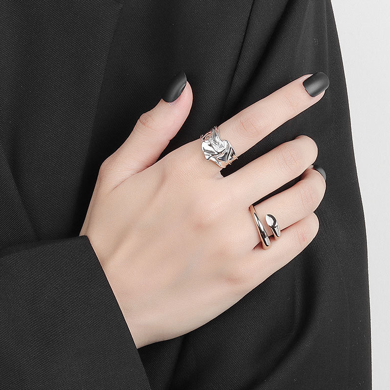 Dames Geometrische Open Ring Minimalistisch Zilver