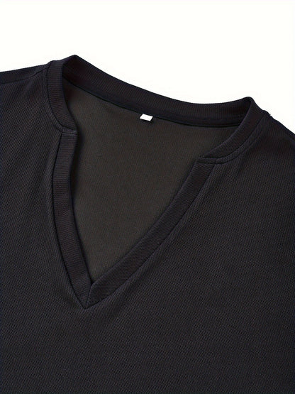 Heren T-shirt Diepe V-hals Textuur Modieus
