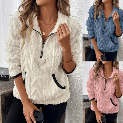 Dames Teddy Trui Warm en Comfortabel Half-Zip
