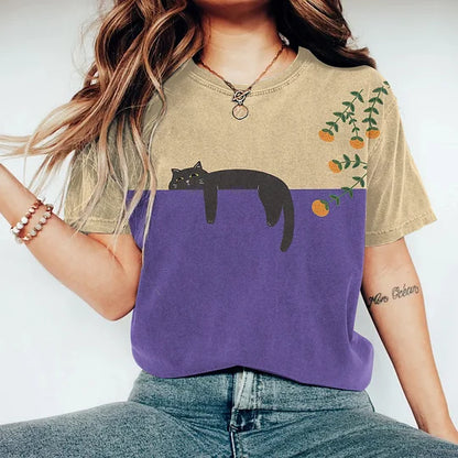 Vespera T-Shirt Uomo – Cotone Morbido, Design a Due Toni con Gatto-2