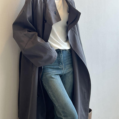 Dames Trenchcoat Lange Stijlvolle Jas Koreaanse Stijl