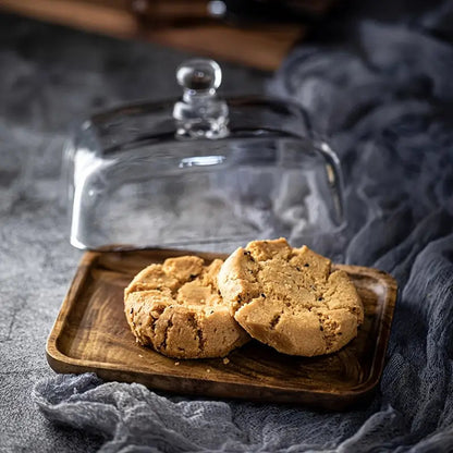 Houten Boterhouder met Glasdeksel