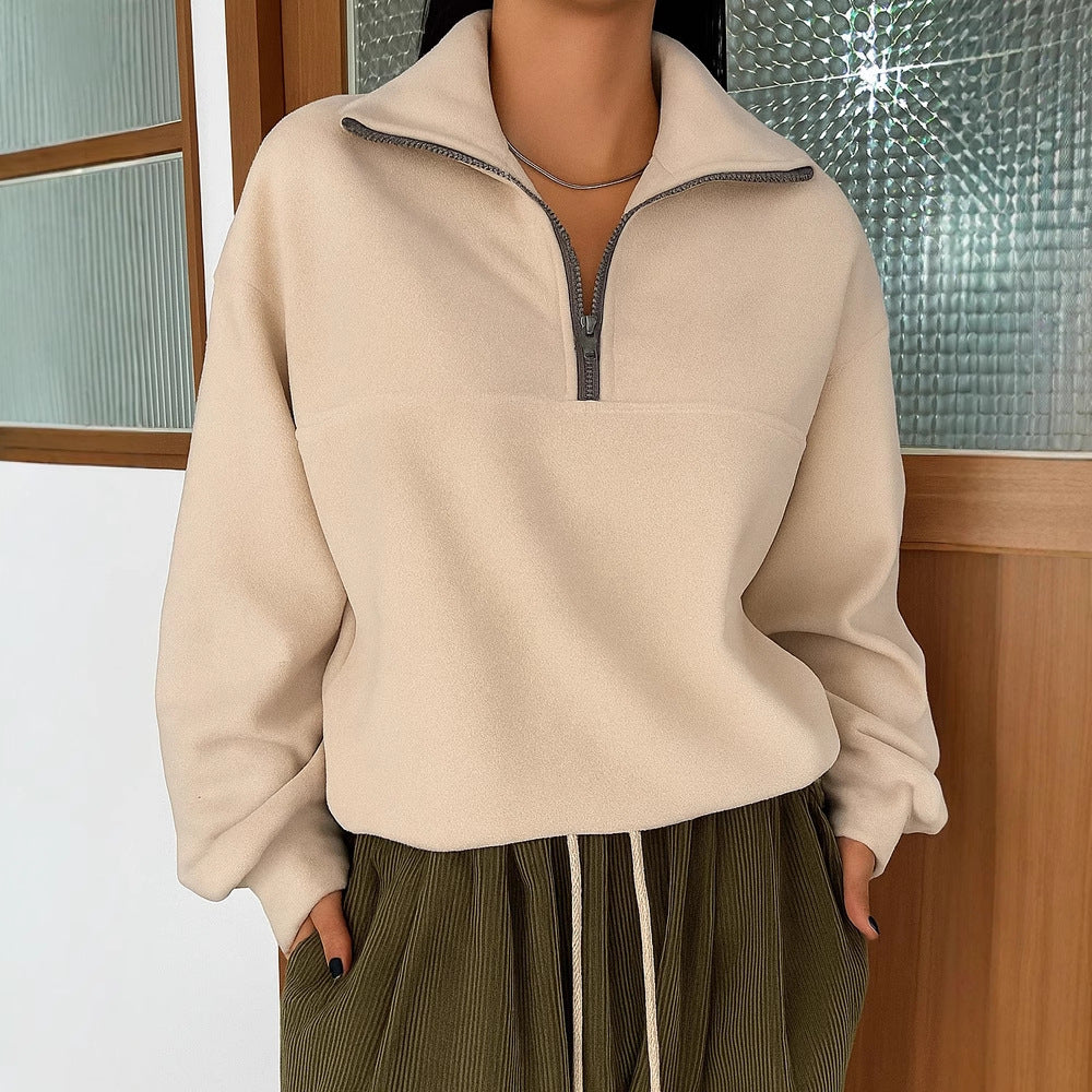 Dames Sweatshirt Sportief Warm met Rits en Kap - Mode Vibes