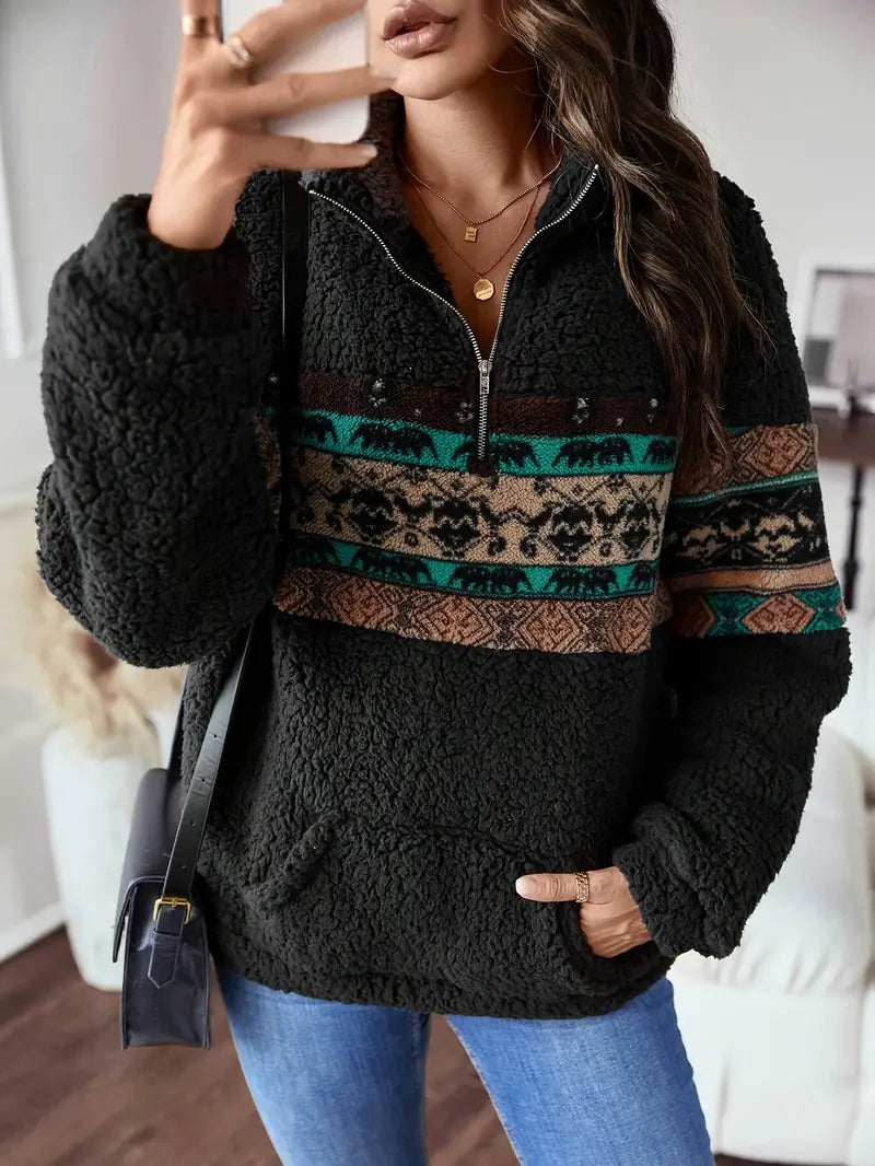 Trui Aztekenpatroon Kwartjes Gebreid Wintertrui - Mode Vibes