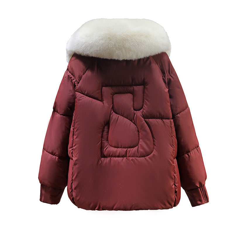 Dames Winterjas met Imitatiebontkraag Luxe Koreaanse Stijl