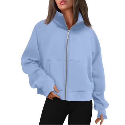 Dames Vest met Rits en Hoge Kraag Trendy Basic Stijl Salie