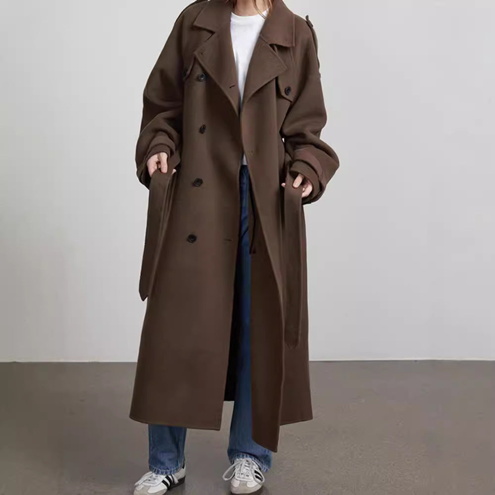 Dames Trench Coat Lange Zachte Stijlvolle Regenjas - Mode Vibes