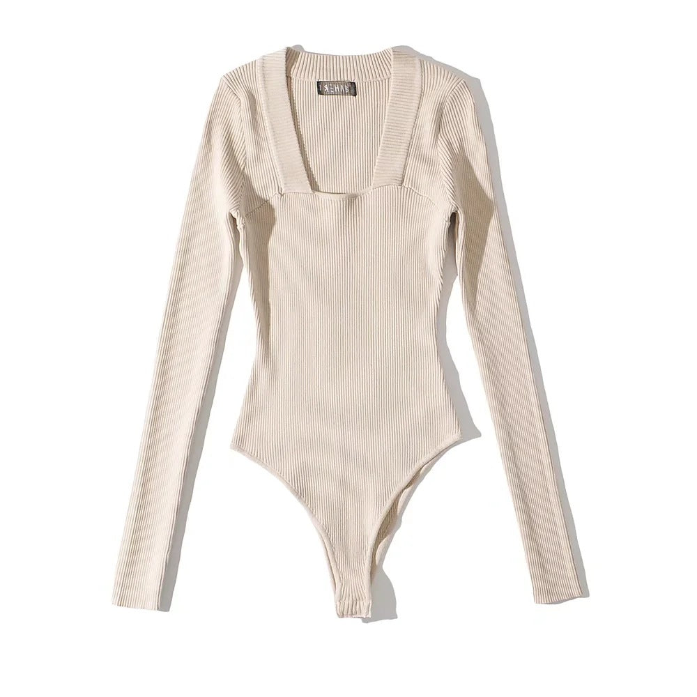 Dames Body Retro Geribd met Vierkant Halslijn