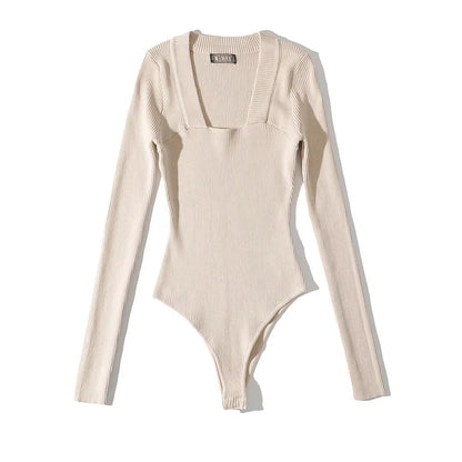 Dames Body Retro Geribd met Vierkant Halslijn