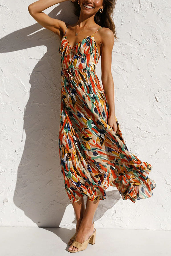 Midi Jurk Veelkleurig Vrouwen Jurk Zomerjurk