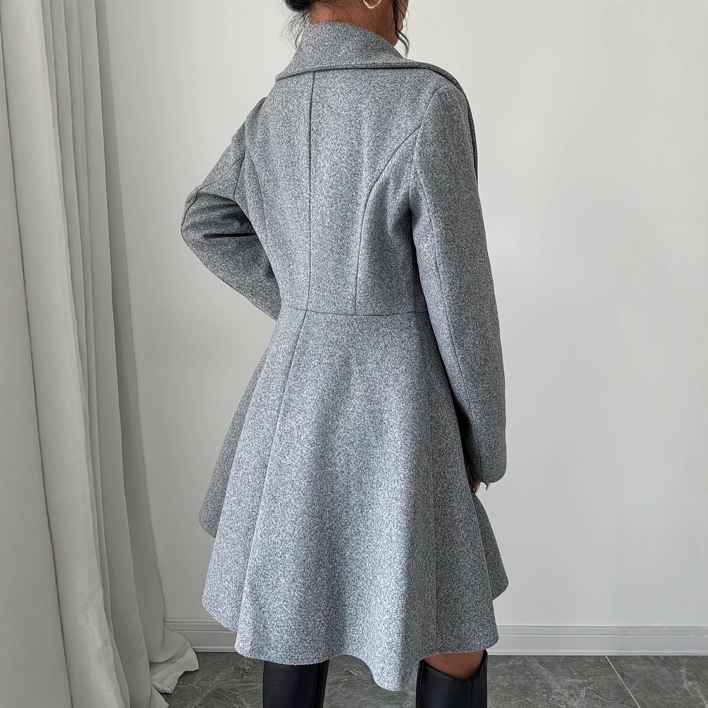 Dames Wollen Jas Elegante Look Getailleerd Model