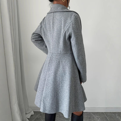 Dames Wollen Jas Elegante Look Getailleerd Model