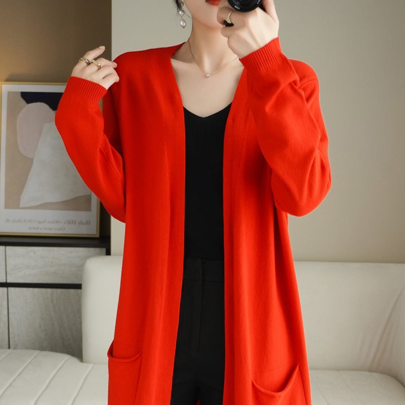 Dames Lang Gebreid Vest Trendy Stijlvol