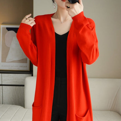 Dames Lang Gebreid Vest Trendy Stijlvol
