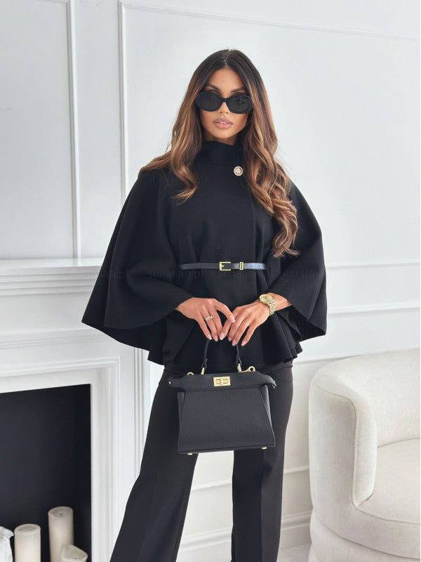 Wolmix Jas met Riem en Brede Mouwen Elegante Mantel - Mode Vibes