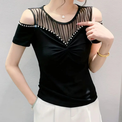 Dames Top Cold Shoulder Kort Mouw Zomerjurk
