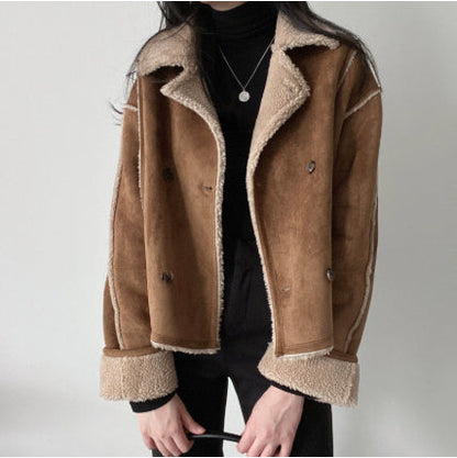 Dames Teddy Jas Shearling Leren Jas Warm en Stijlvol