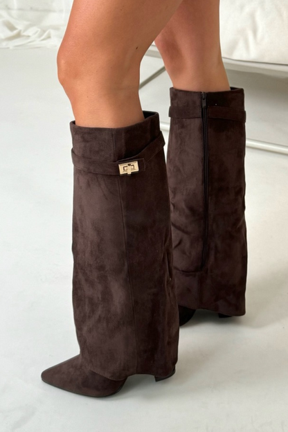 Dames Laarzen Hoge Met Riem en Flap Detail Trendy Stijl