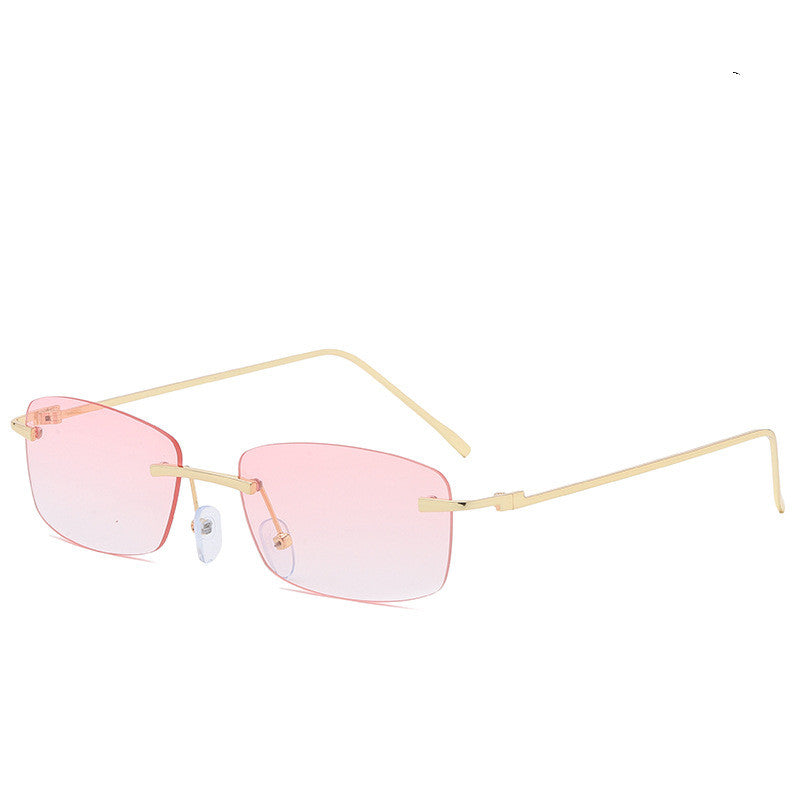 Dames Zonnebril Randloos Rechte Glazen Trendy Stijl