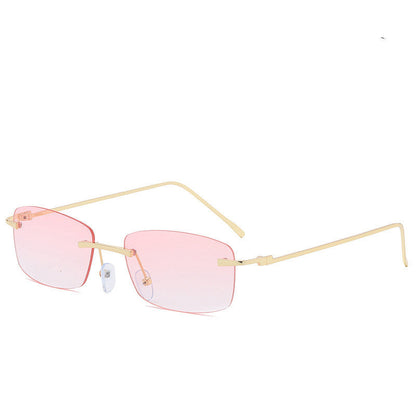 Dames Zonnebril Randloos Rechte Glazen Trendy Stijl
