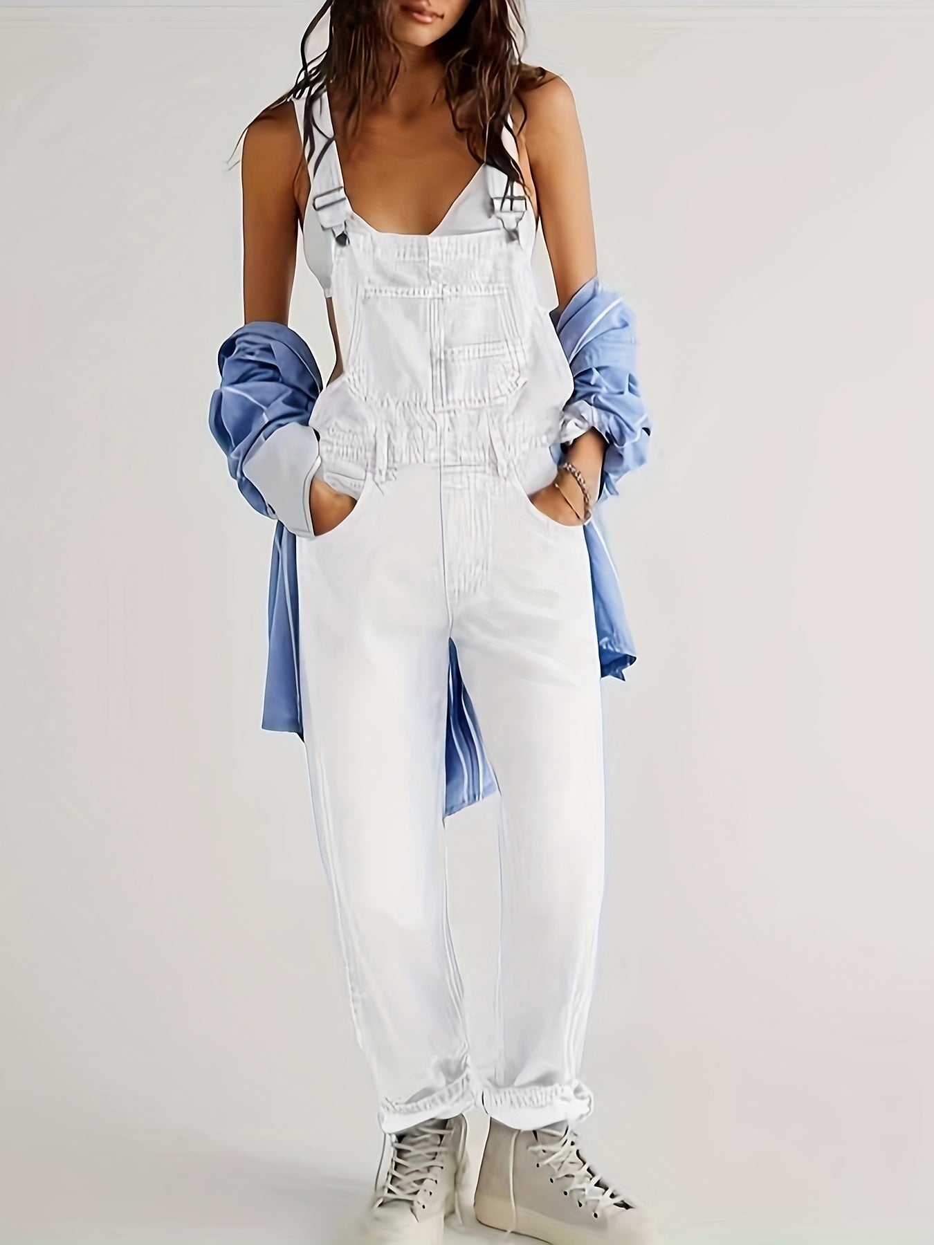Dames Denim Jumpsuit Elegant Comfortabel voor Dagelijks Gebruik