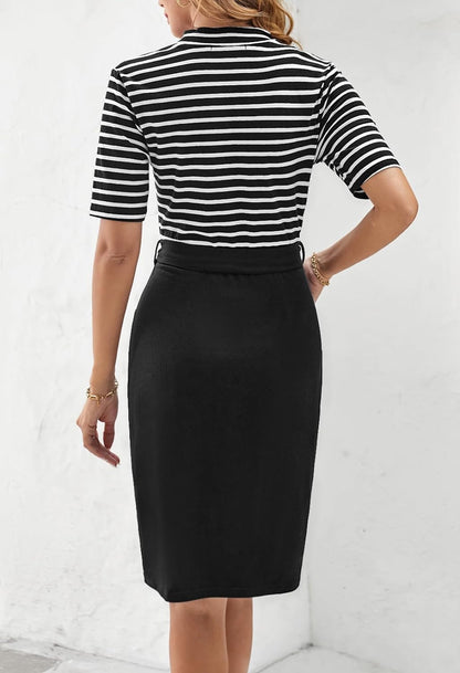 Zonnestraal Gestreepte Midi T-shirt Jurk voor Zomerse Stijl