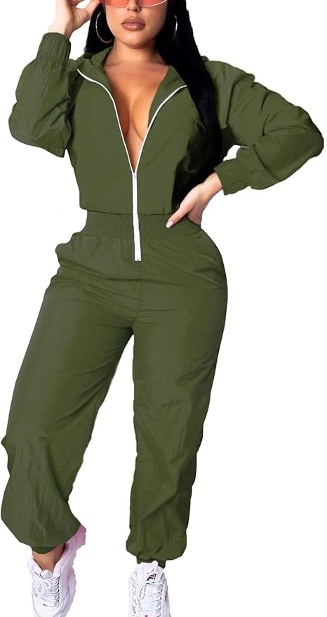 Dames Jumpsuit Windbreaker Retro Stijl