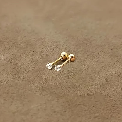 Titanium Oorknopjes met Zirkonia Steen Zilverkleurig Lumen