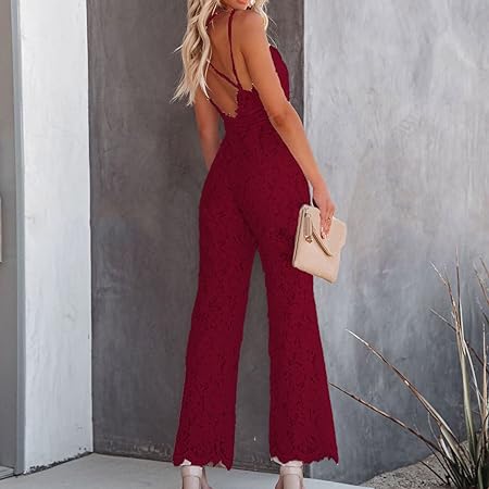 Mouwloze Jumpsuit van Kant met Vrouwelijke Pasvorm